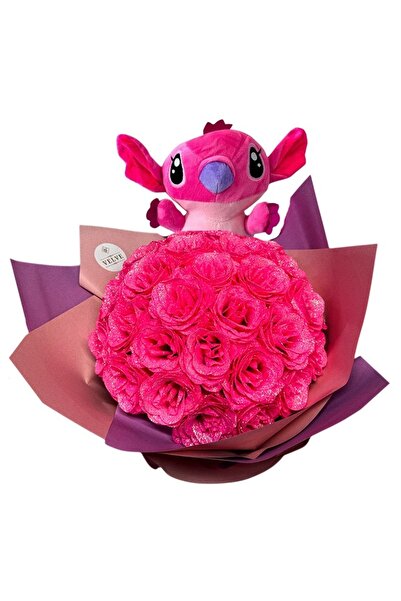 velve Buchet floral premium Stitch cu 35 de trandafiri decorativi cu efect de...