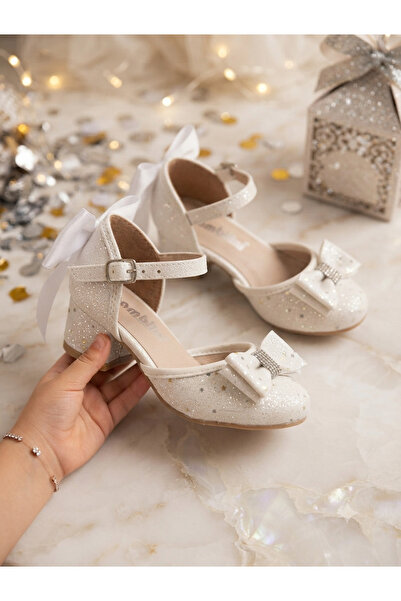 PATİK BEBE Girls' White Bonibon Colorful Mini-Heel Stylish Dressy Shoes with ...