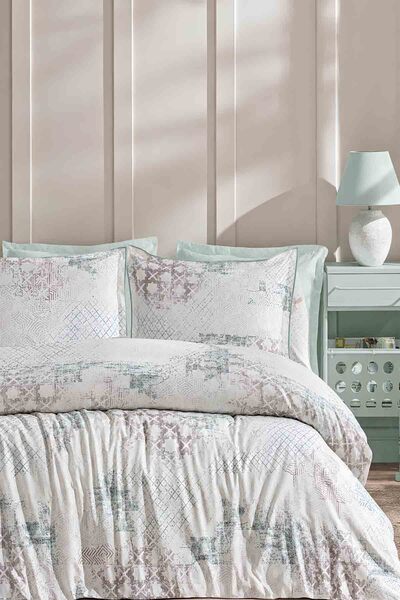 İQON Elastic Sheet Duvet Cover Set Double Size Terracota Çağla