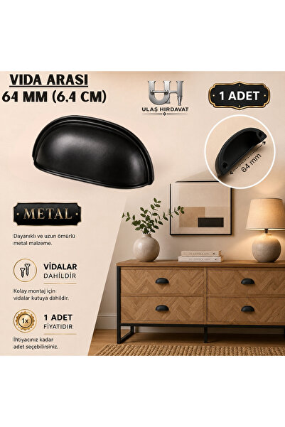 Ulaş Hırdavat Metal Çanak Kulp Tas Midye Kulbu Modern Retro Rustik Dolap Çekm...
