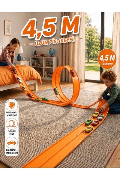 Hyd Oyuncak Go Track Esnek Yarış Pisti Kıvrılabilen Aksiyon Pisti 4.5 Mt Flex...