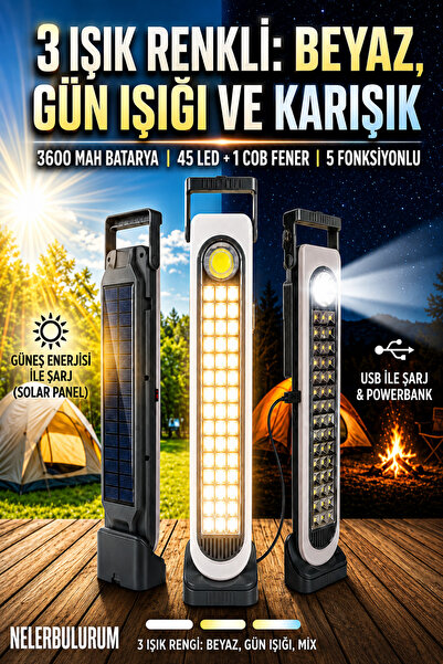 nelerbulurum 45 Ledli 5 Fonksiyonlu Günışığı Ve Beyaz Işıklı 45w 5 Fonksiyonl...