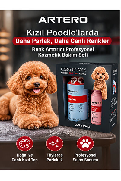 Artero Kızıl Poodle Köpekler İçin Renk Arttırıcı Profesyonel Kozmetik Bakım Seti