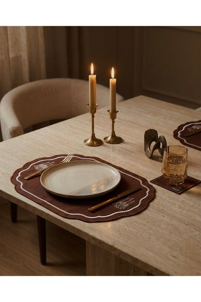 LİONYA DESİGN 2 Pieces Candlestick Embroidered Premium Duck Fabric American Tablecloth (43X30 cm)