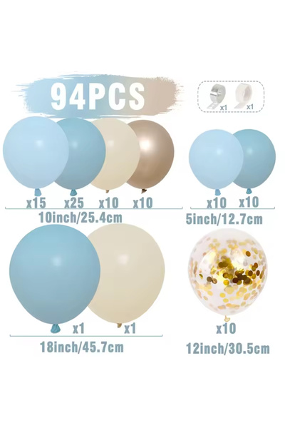 Choice Other Blue Dusty Blue Balloons Arch Garland Sand White Metallic Gold D...