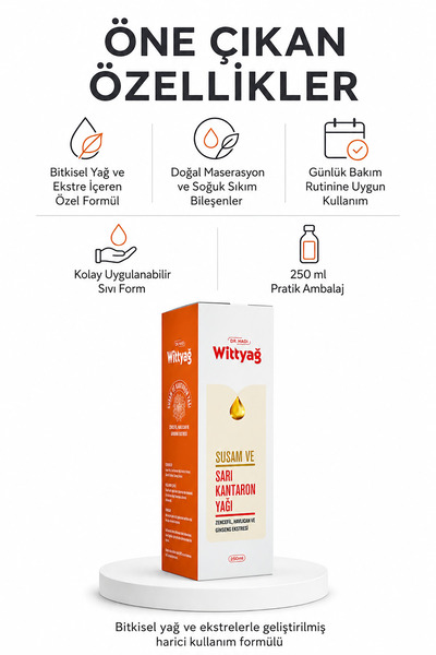 DR HADI Wittyağ 250ml Bitkisel Masaj Yağı | Sarı Kantaron / Ginseng & Zencefil Ekstreli