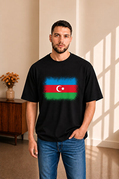 sngl tekstil Muška Oversize kroj majica sa azerbejdžanskom zastavom Štampano ...