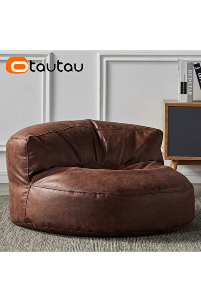 Choice9 empty cover BY-brown OTAUTAU 3.3ft Faux Leather Pouf Sofa Set Cover B...