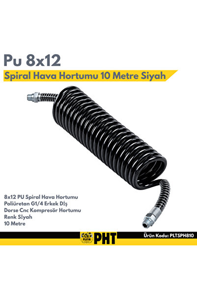PLATİN HIRDAVAT Platin Hırdavat Spiral Helezon Hortum Pu 8X12-10M Dorse Siyah