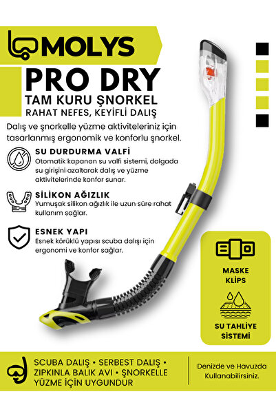 MOLYS PRO FULL DRY ŞNORKEL TAM KURU PROFESYONEL DALIŞ ŞNORKELİ