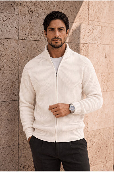Valiberta Cardigan pentru bărbați cu fermoar tricotat Selanik oversize Woody ...