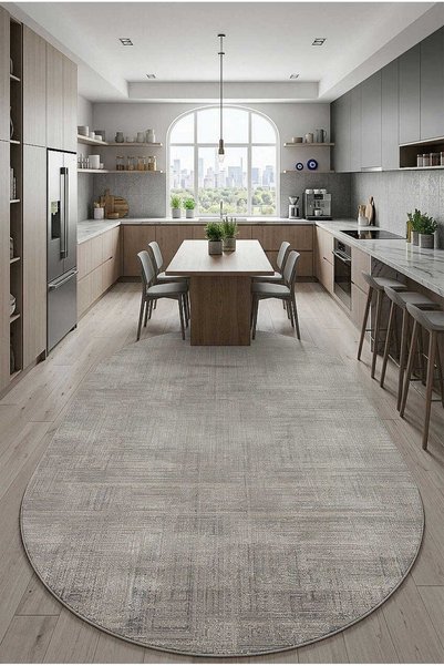 Frenda Alya Modern İtalyan Tasarım Makine Oval Halı Al01 Gri
