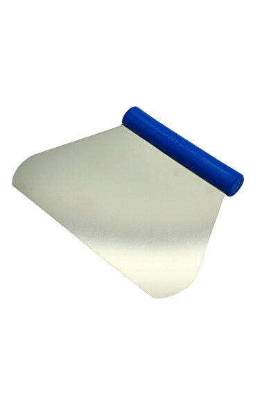 Generic Brand مكشطة عجين فولاذية 19x12 سم بمقبض أزرق كبير 19x12 سم