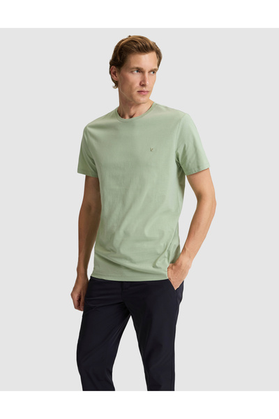 Pierre Cardin Çağla Slim Fit 100% Cotton Crew Neck Basic T-Shirt 50306980-Vr016
