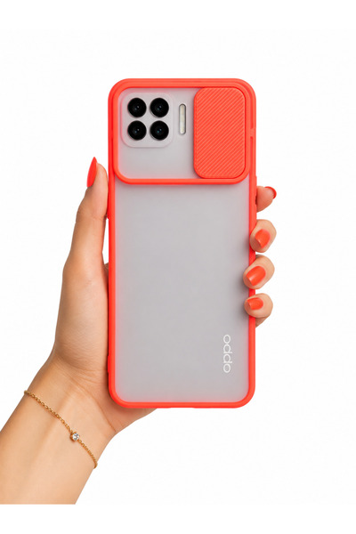 noktaks Oppo A73 Kılıf Kamera Sürgü Mat Arka Yüzey Renkli Çerçeve Lensi Kapak