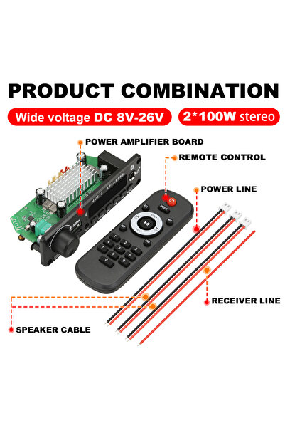Choice 200W NEW 200W Amplifier Bluetooth DIY MP3 WAV Decoder Board DC 12V 100...