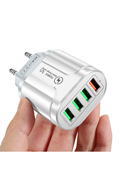 Choice EU White 4 USB Charger Fast Charger 3A QC 3.0 Wall Charging For iPhone...
