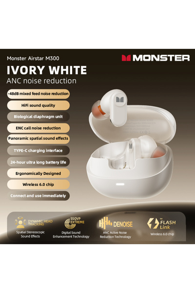 Choice WHITE Monster AIRSTAR M300 OWS Gaming Wireless Earphones Bluetooth 6.0...