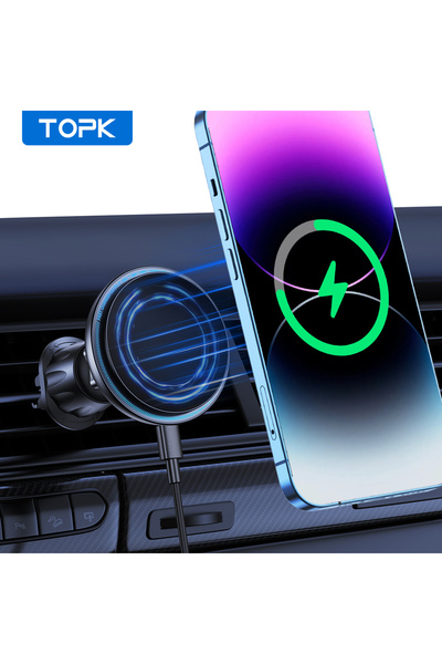 Choice black TOPK for Magsafe Car Phone Holder Charger 15W Fast Wireless Magn...