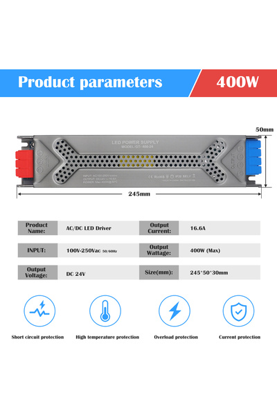 Choice 24V 400W Ultra Thin Lighting Transformer 110V 220V to 12V 24V 60W 100W...