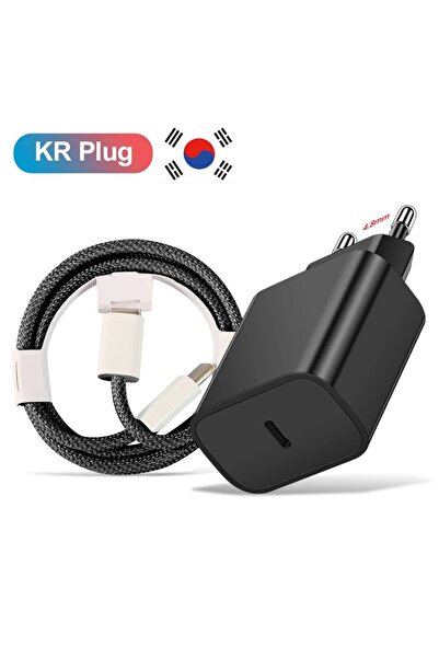 Choice KR Black With Cable 20W PD Korean USB C Type C Charger For iPhone 15 F...