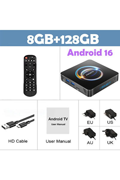Choice8 EU Plug 8G 128G Android 16 Smart TV Box X66 8GB+256GB Rockchip RK3528...