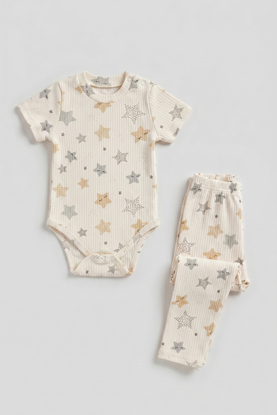 hepbaby Yıldız Desenli 2'li Bebek Takım Çıtçıtlı