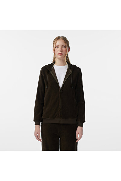 Lacoste Kadın Regular Fit Kapüşonlu Haki Sweatshirt