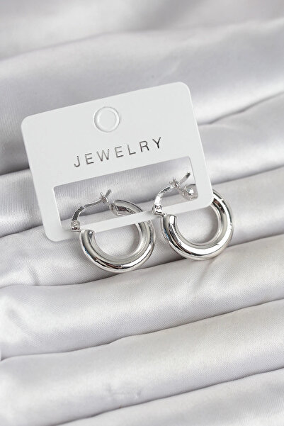 online kapsulavm avm alışveriş Silver Color Brass Hoop 20 mm Women's Earrings