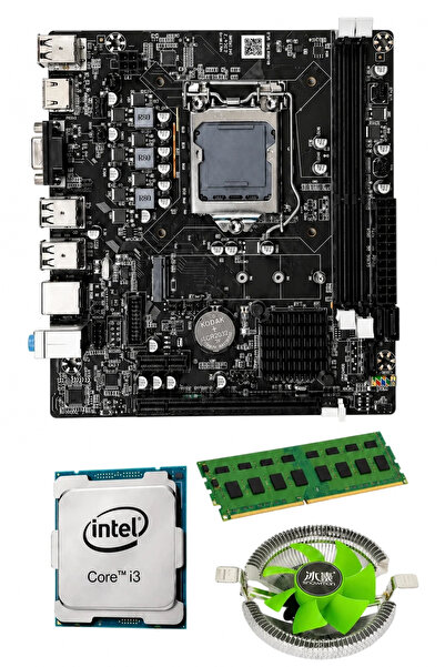 J-TECH i3 2100 | 8GB RAM | FAN | H61 | Bundle Anakart Komple Set H61.i38GB