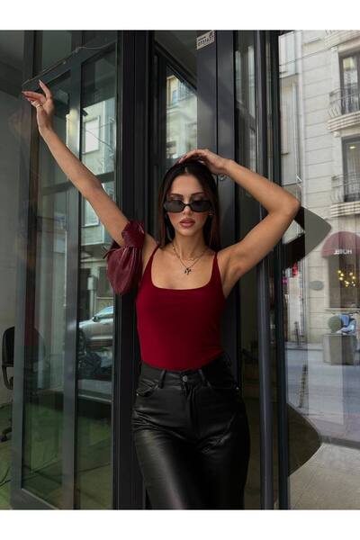 Cottera Kadın Askılı Vücudu Saran Jarse Basic Tanga Bodysuit