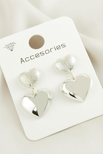 ZERO LAND Gldisptm Heart Tr Metal (222724) Earring-Silver Color