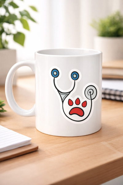 northcity n Veterinary Themed Porcelain Mug – Stethoscope Design with Paws Co...