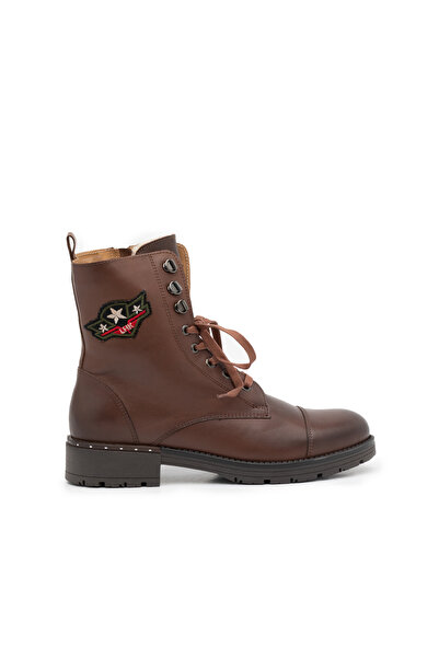 UrbanShoes Ghete dama casual-military din piele naturala - 505 Capucino