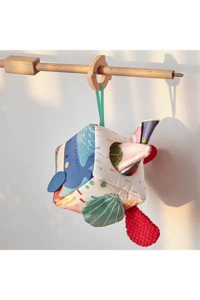 BabySnugg Cub senzorial abysnugg, jucarie interactiva cu servetele, 3+ luni, dezvoltare senzoriala, Crab