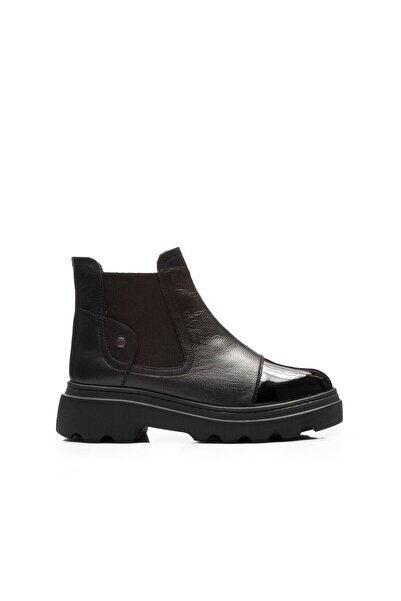 UrbanShoes Ghete damă din piele naturală, Leofex - 442 Negru Box + Lac