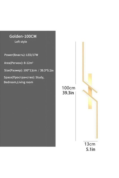 LOOPITYS （Gold, 100CM，Three color temperatures）Modern Creative Strip Led Wall Lamp