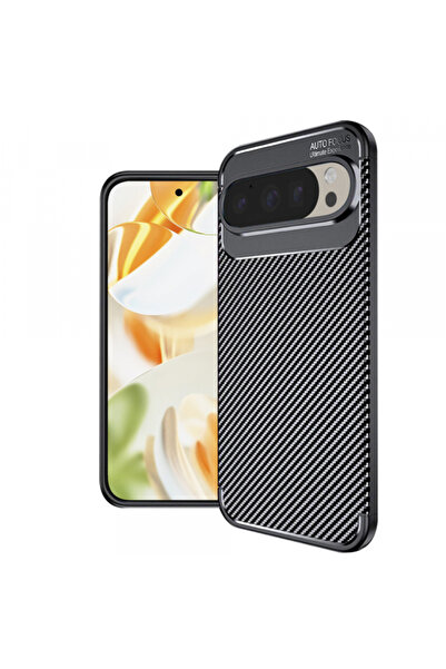 Stef's Cat Husa pentru Google Pixel 9 Pro, Stef's Cat, CarbonFiber, Neagra
