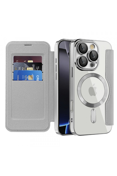 Techsuit Θήκη MagSafe για Apple iPhone 16 Pro Max, Techsuit, Smartmag Book, Γκρι