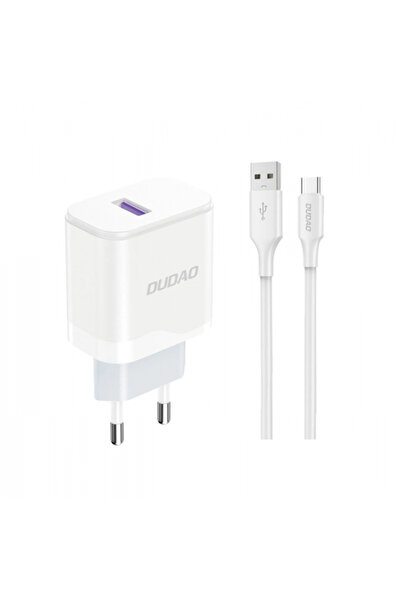DUDAO Incarcator Retea Cu Cablu USB-C A20EU, 18W, 3A, 1 x USB-A, Alb