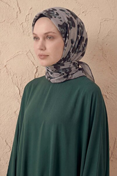 Silk Home وشاح من مزيج القطن بنمط زهور باللون الوردي والرمادي مقاس 90x90