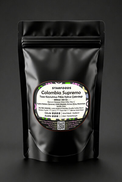 STARFOODS Colombia Supremo Freshly Roasted Qualified Core Coffee 150 Gr. Colo...