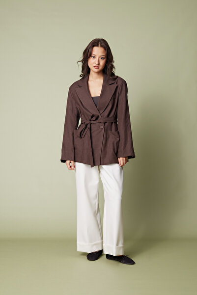 Nisan Μπλέιζερ με ζώνη από μείγμα λινών