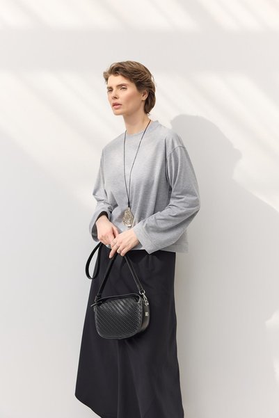 KADRİYE BAŞTÜRK Tricou Basic Gri Melanj