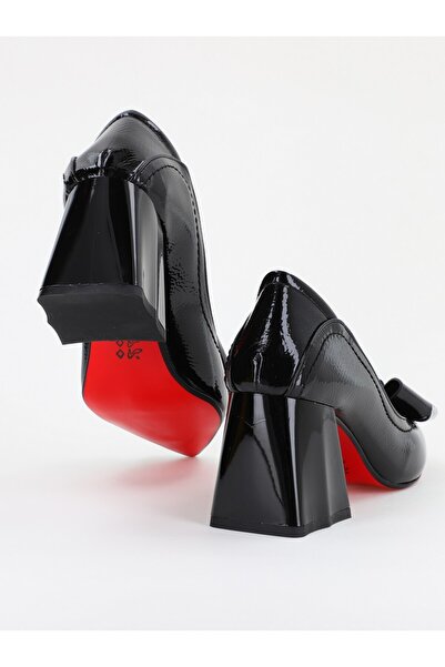 Nicoletta Pantofi Damă cu Toc din Piele Ecologică cu fundiță negru lucios (BS2000D2401588)