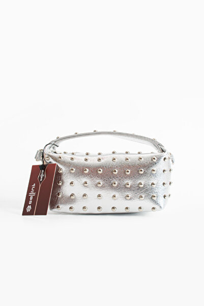 Sellini Sia Staple Detailed Faux Leather Women's Crossbody Bag Silver