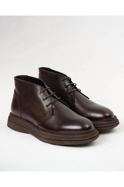 TerziAdemAltun Italian Style Natural Leather Winter Men's Boots Shoes Brown T...