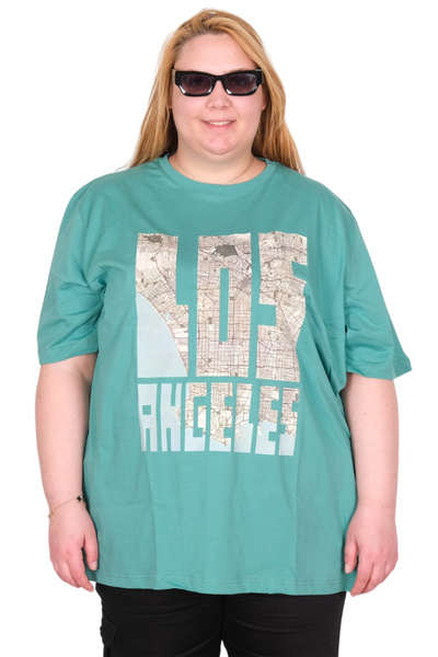ModeXL Tricou pentru femei Mode XL True Big Size cu guler bis Los Angeles U26...