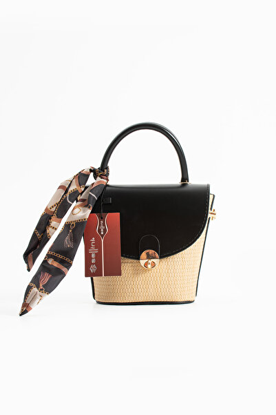 Sellini Vento Wicker Bucket Women's Hand and Shoulder Bag Black
