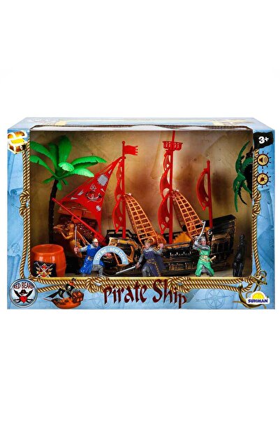 Red Beard Set corabie si 4 figurine pirati,